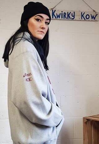 VINTAGE UNISEX GREY ATHLETIC HOODIE SIZE XL