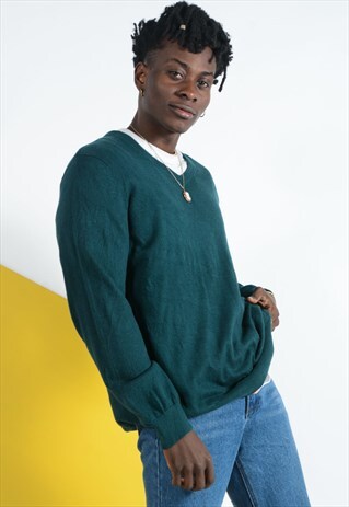 VINTAGE LL BEAN V-NECK JUMPER IN GREEN