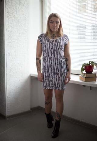 VINTAGE 90'S MINI WHITE PATTERN T-SHIRT DRESS