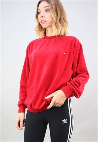 VINTAGE OVERSIZED RED VELOUR SWEATSHIRT