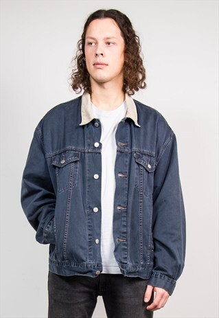 VINTAGE 90'S LEVI'S CORD COLLAR DARK BLUE DENIM JACKET