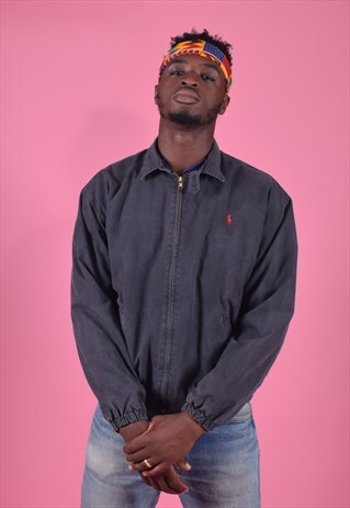 VINTAGE RALPH LAUREN BLACK HARRINGTON STYLE JACKET