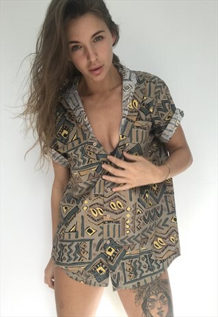 PATTERNED OVERSIZED RETRO VINTAGE UNISEX FESTIVAL SHIRT