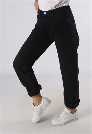 VINTAGE LEVIS 501'S JEANS BLACK UK 10 - 12 HIGH WAISTED (D4N