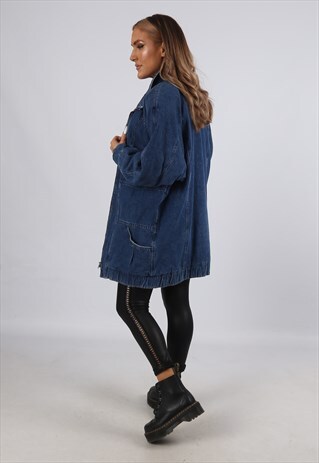 VINTAGE SHERPA DENIM BOMBER JACKET OVERSIZED LONG 12 (HB4L)