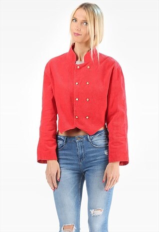 VINTAGE RED CORDUROY JACKET CROPPED