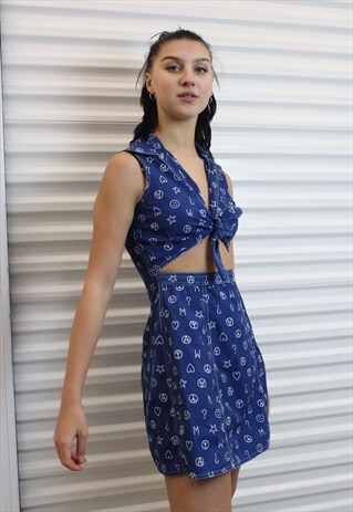 RARE MONOGRAM DRESS TWO PIECE CONNECTED TIE UP