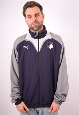 PUMA MENS VINTAGE TRACKSUIT TOP JACKET XL NAVY BLUE 90S