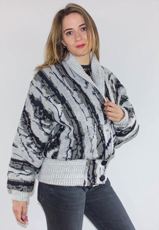 VINTAGE OVERSIZED PADDED WINTER CARDIGAN / JACKET