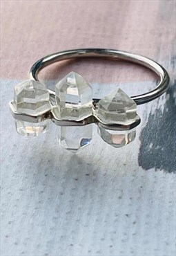 Sterling Silver Crystal Statement Ring Boho Jewellery in Box
