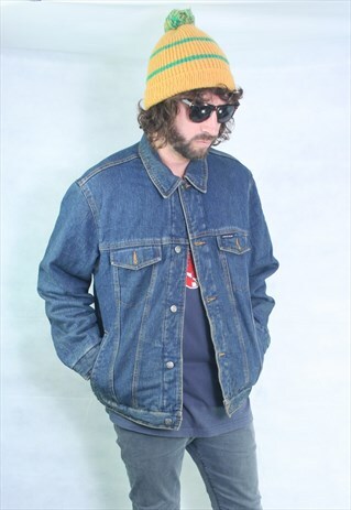 VINTAGE 80'S USA DENIM LINED WINTER OVERSIZED JACKET