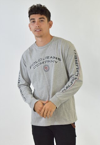 VINTAGE 90S GREY RALPH LAUREN LONG SLEEVE T SHIRT
