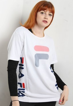 Vintage Fila Mesh Front Detail T-shirt White