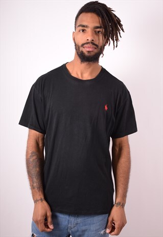 POLO RALPH LAUREN MENS VINTAGE T-SHIRT TOP LARGE BLACK 90S