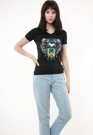 VINTAGE KENZO TIGER BLACK T-SHIRT 448