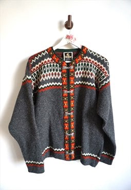 Vintage Norwegian Sweater Jumper Cardigan Wool Pullover