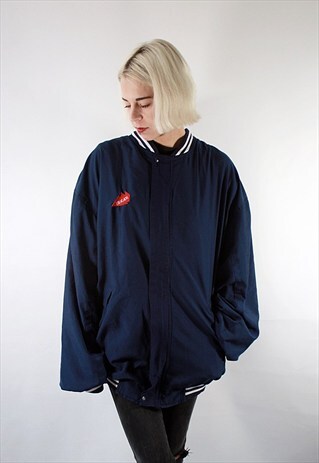 VINTAGE 90' BEAUTIFUL NAVY BLUE BOMBER JACKET