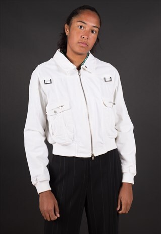 WHITE CORDUROY VERSACE BOMBER JACKET