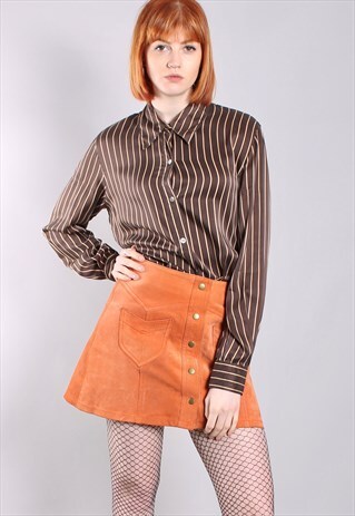 VINTAGE 80S SATIN STRIPE SILKY BLOUSE