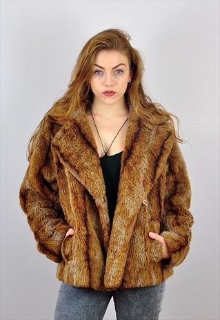 VINTAGE 90S FAUX FUR CROPPED JACKET