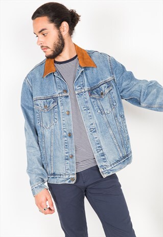 REWORK VINTAGE 80'S LEVI'S CONTRAST COLLAR TRUCKER / S0073