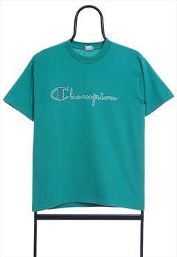 Vintage Champion 80s Green Spellout TShirt Womens