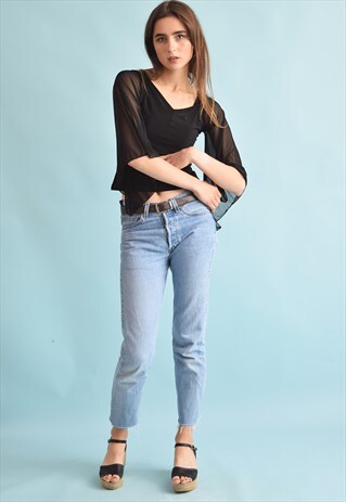 90'S RETRO KITSCH FESTIVAL FLARE SLEEVE TOP BLOUSE