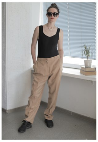 VINTAGE 80'S CAMEL SUEDE LOOKS TROUSERS