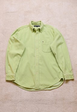 Vintage Tommy Hilfiger Green Heavy Cord Casual Shirt 