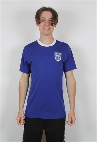 VINTAGE ENGLAND FOOTBALL SHIRT IN BLUE WITH EMBROIDERED LOGO