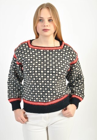 VINTAGE KNITWEAR JUMPER IN ABSTRACT PRINT