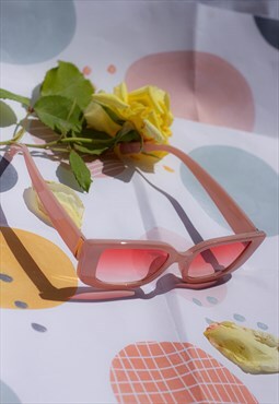 Pink Rectangle Bar Side Detail Sunglasses