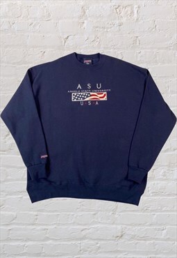 Vinatge made in USA college sweatshirt in navy 
