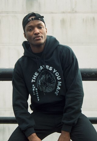 THE WAVES YOU MADE HOODIE IN BLACK