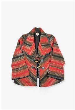 Vintage Striped Wool Blazer Style Jacket Red Medium