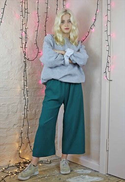 Crop Trousers in teal blue
