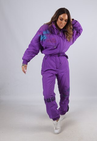 VINTAGE FULL SKI SUIT SNOW SPORTS UK 10 - 12 S / M (XBE)