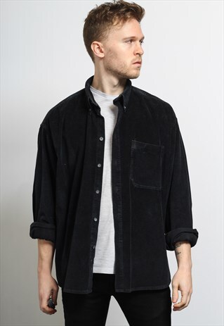 VINTAGE CORDUROY CORD SHIRT BLACK