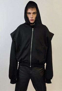 Shoulder padded utility hoodie Gothic pullover grunge punk j