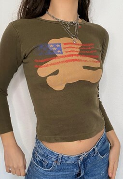 Y2K Vintage Gilmore Girls Drop Teddy Bear Print Shirt 