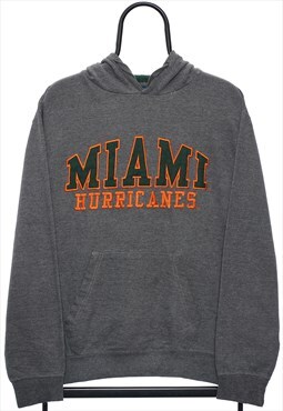 Vintage Miami Hurricanes Spellout Grey Hoodie Womens