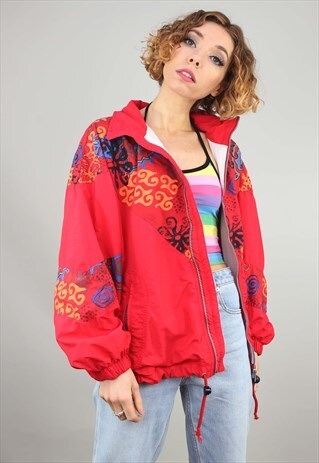 VINTAGE 80S 90S OVERSIZED SHELL WINDBREAKER JACKET
