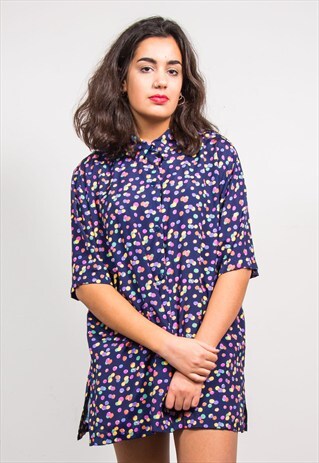 90'S VINTAGE POLKA DOT PATTERN SHORT SLEEVE SHIRT