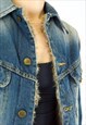 M DENIM JEAN JACKET BLAZER TOP FAUX FUR PADDED BUTTON UP