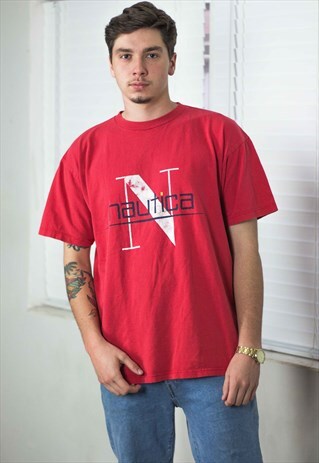 VINTAGE NAUTICA T-SHIRT LOGO 90S L 8.8