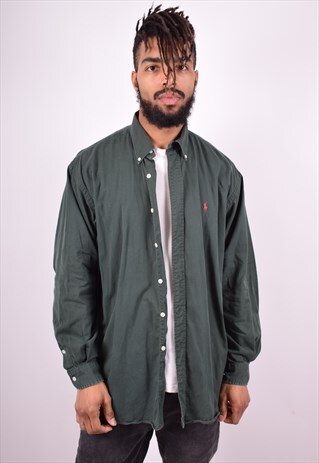 RALPH LAUREN MENS VINTAGE DENIM SHIRT XL GREEN 90'S
