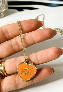 Y2K Orange Loveheart Necklace