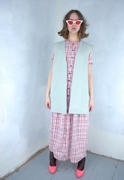 Vintage 90's light school glam long suit vest pastel green