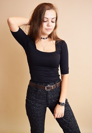 90'S RETRO MINIMALIST BLACK LYCRA TOP