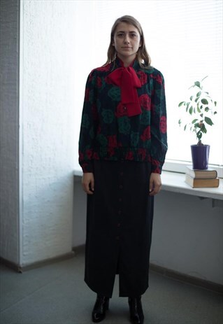 VINTAGE 90'S BLACK HIGH WAISTED MAXI SKIRT